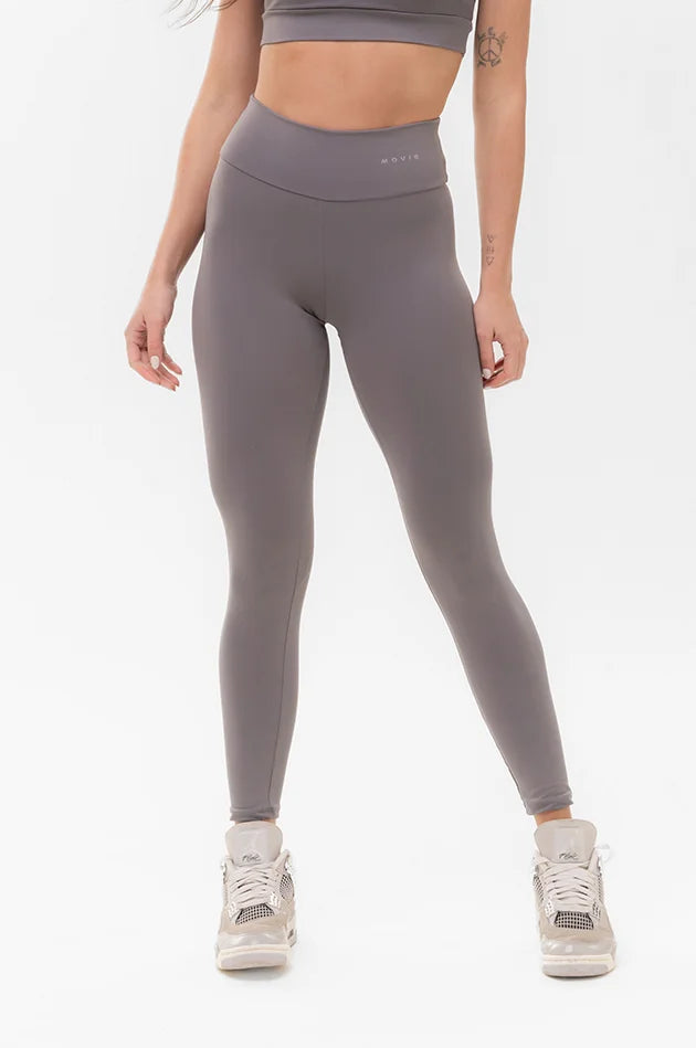 Conjunto Feminino Fitness Básico Calça e Top - Aço - Movie