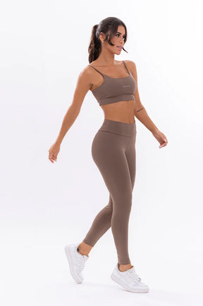 Conjunto Feminino Fitness Básico Calça e Top - Coffe - Movie