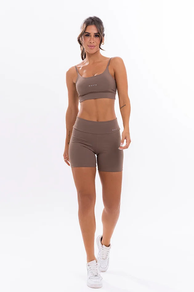 Conjunto Feminino Fitness Básico Shorts e Top - Coffe - Movie