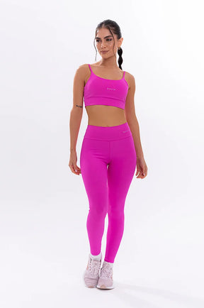 Conjunto Feminino Fitness Básico Calça e Top - Pink Fluor - Movie