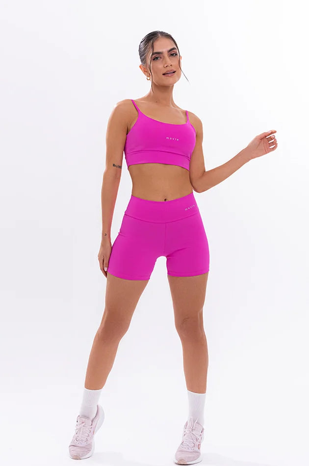 Conjunto Feminino Fitness Básico Shorts e Top - Pink Fluor - Movie