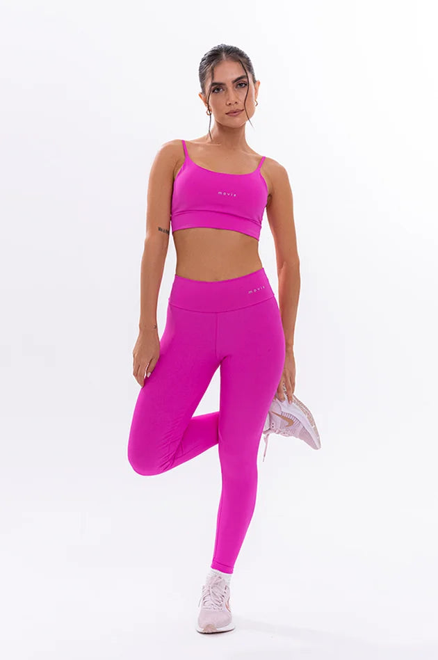 Conjunto Feminino Fitness Básico Calça e Top - Pink Fluor - Movie